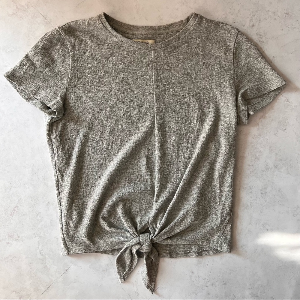 Madewell Grey Tie-Front Top